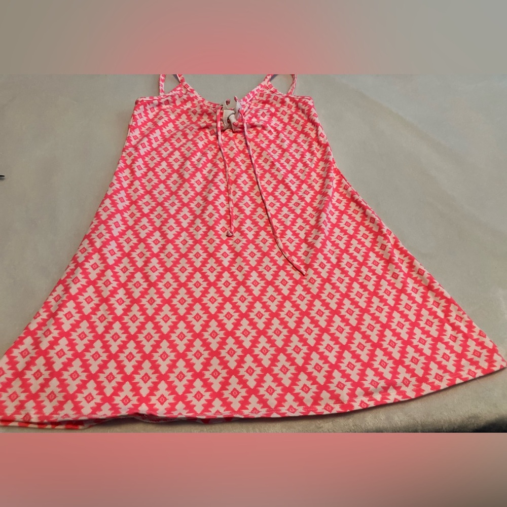 Pink and White Geometric Dress